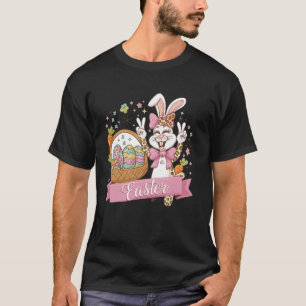 Bunny Rabbit Face Funny Happy Easter Day Women Gir T-Shirt