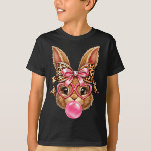 Bunny Rabbit Face Leopard Glasses T-Shirt