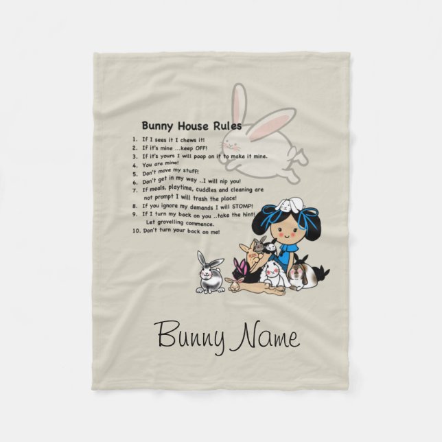 Bunny Rabbit Fleece - HouseRules Personalised Blanket (Front)