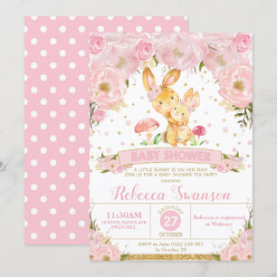 Bunny Rabbit Floral Baby Shower Invitation Girl