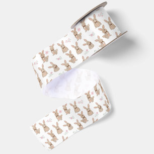 Bunny Rabbit Floral Wildflowers Coquette Bow Satin Ribbon