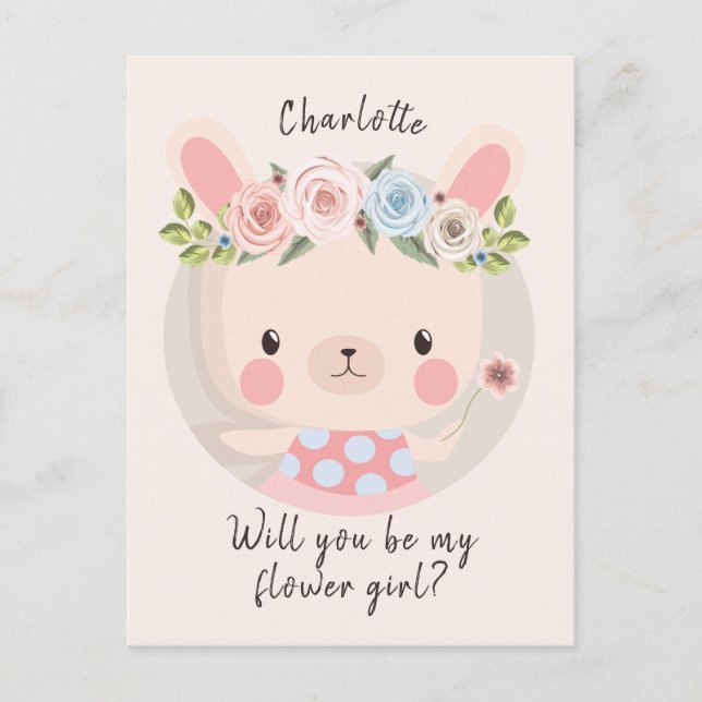 Bunny Rabbit Flower Girl Proposal Card (Front)