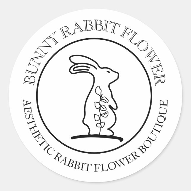 Bunny Rabbit Flower Simple Classic Round Sticker (Front)