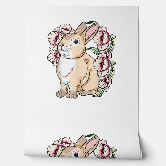 Bunny Rabbit Flowers  Wallpaper (Unrolling)