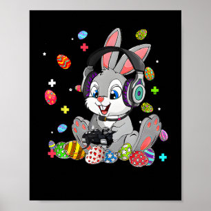 Bunny Rabbit Gaming Happy Easter Day Gamer Boy Gir Poster