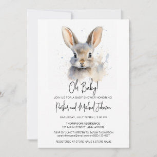 Bunny Rabbit Gender Neutral Baby Shower Invitation