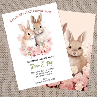 Bunny Rabbit Gender Reveal Invitation
