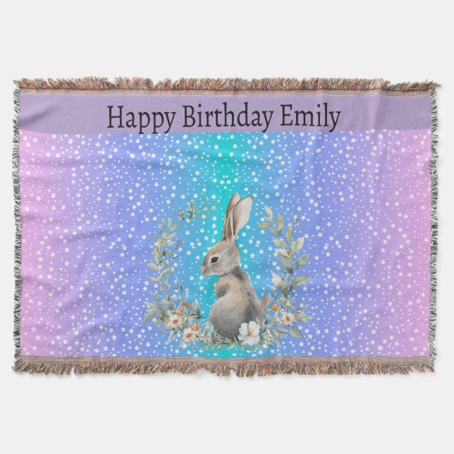 Bunny Rabbit gift - personalised blanket  (Front)