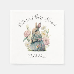 Bunny Rabbit Girl Baby Shower Napkin