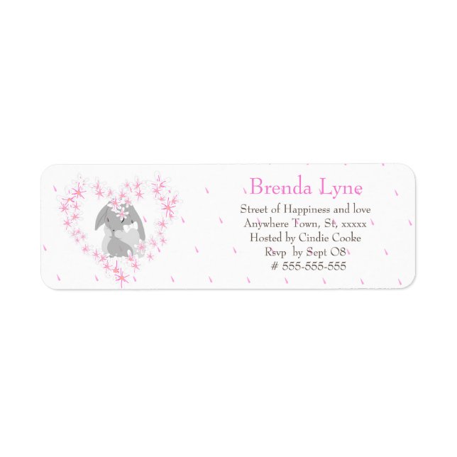Bunny Rabbit Girl Pink Baby Shower (Front)
