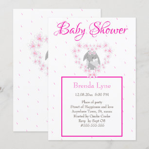 Bunny Rabbit Girl Pink Baby Shower invitation Post