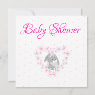 Bunny Rabbit Girl Pink Baby Shower invitation Post