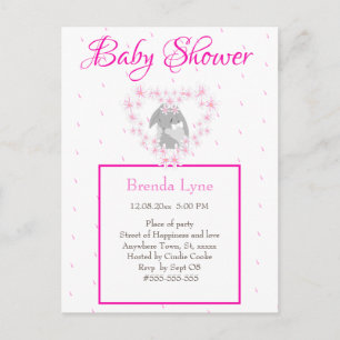 Bunny Rabbit Girl Pink Baby Shower invitation Post Postcard