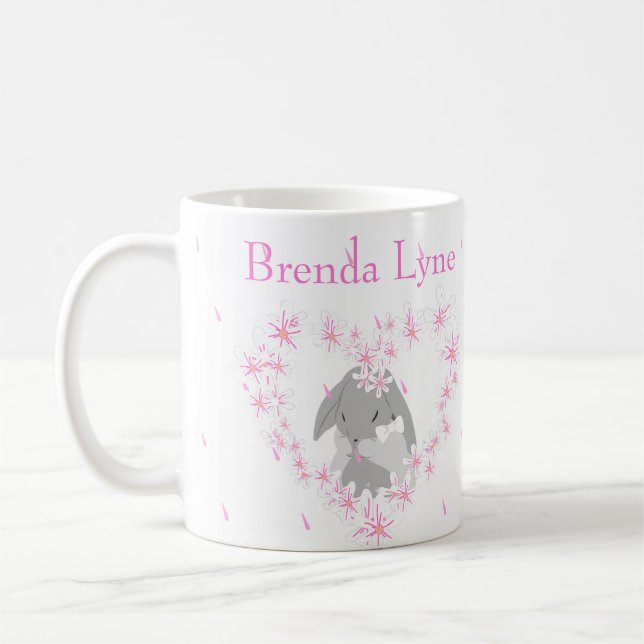 Bunny Rabbit Girl Pink Coffee Mug (Left)