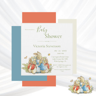 Bunny Rabbit Green Baby Shower Invitation