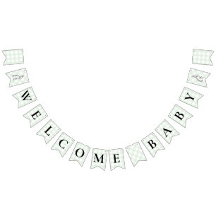 Bunny Rabbit Green Gingham Baby Shower Bunting