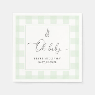 Bunny Rabbit Green Gingham Oh Baby Paper Napkin