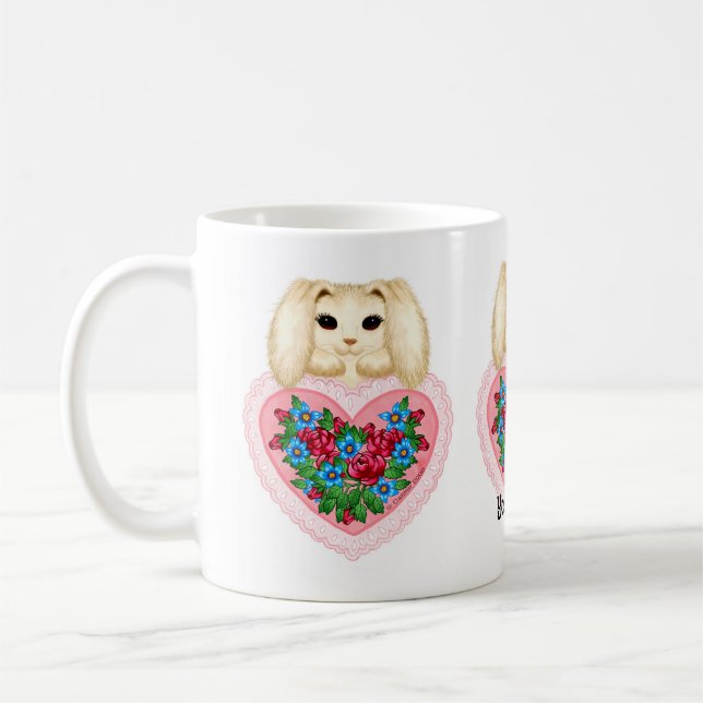 Bunny Rabbit Heart  mug (Left)