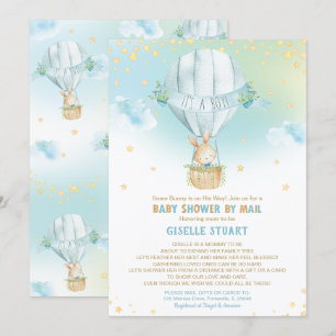 Bunny Rabbit Hot Air Balloon Baby Shower by Mail Invitation