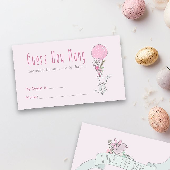 Bunny Rabbit How Many Baby Shower Guessing Game Enclosure Card (Girl Baby Shower Guessing Game Card from my Little Bunny & Balloon Baby Shower collection
)