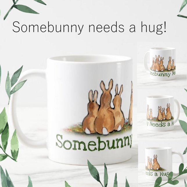 Bunny Rabbit Hug Love Friendship Animal Painting Coffee Mug (Creator Uploaded)
