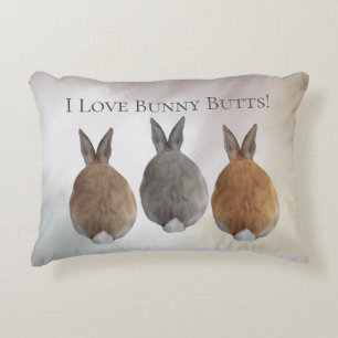 Bunny Rabbit I Love Bunny Butts Decorative Cushion