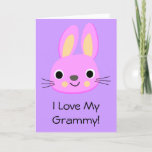 Bunny Rabbit I Love My Grammy Custom Name Birthday Card<br><div class="desc">Customised wording. A cute cartoon pink bunny rabbit has the wording I Love My Grammy. This can be changed to grandmother,  Nana or any wording.  Inside is Happy Birthday Granny (or Nana etc). All on a lavender purple background. A fun card to send from your baby girl or boy.</div>