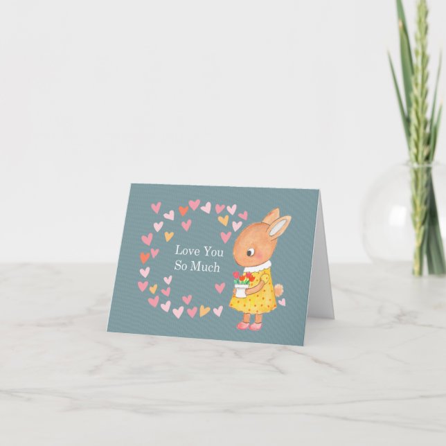 Bunny Rabbit I Love You SO much Cute Bunny Rabbit Card (Front)