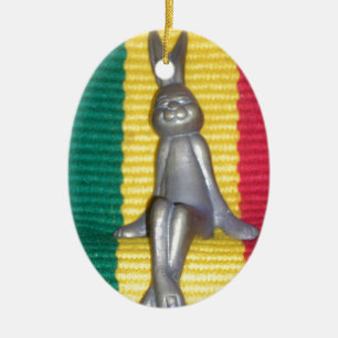 Bunny - Rabbit in Rasta Colours: A Touch of Groovy Ceramic Tree Decoration