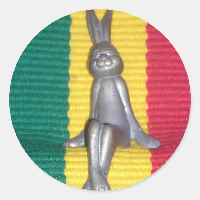Bunny - Rabbit in Rasta Colours: A Touch of Groovy Classic Round Sticker (Front)