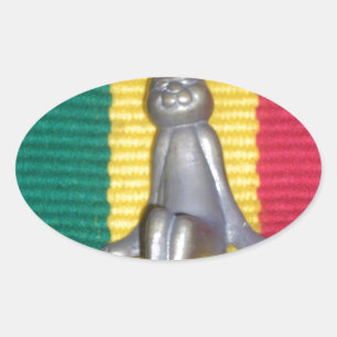 Bunny - Rabbit in Rasta Colours: A Touch of Groovy Oval Sticker