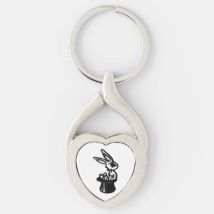 Bunny Rabbit in Top Hat Key Ring