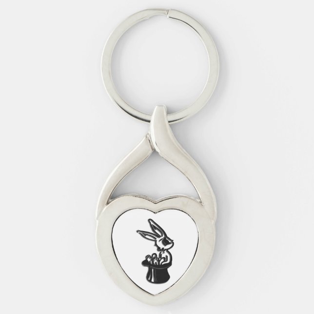 Bunny Rabbit in Top Hat Key Ring (Front)