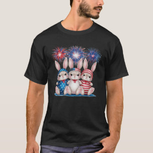 Bunny Rabbit July 4th Party Patriotic Fireworks Am T-Shirt
