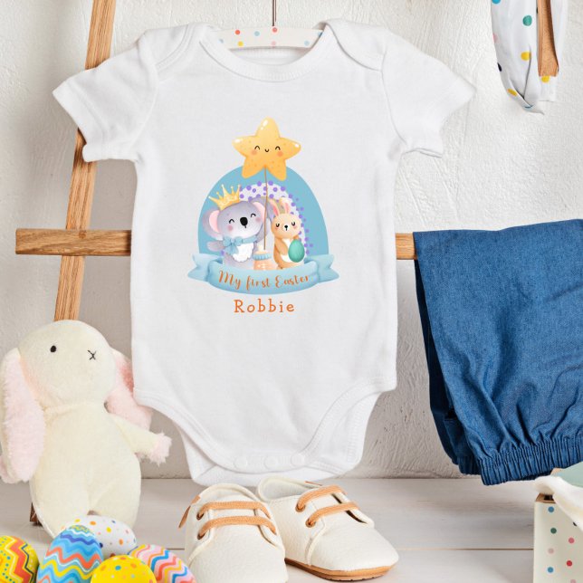 Bunny Rabbit Koala Baby Boy Rainbow First Easter Bodysuit (Creator Uploaded)