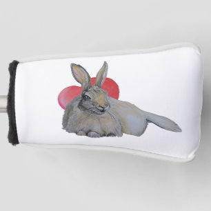 Bunny Rabbit Love with Red Heart Art  Golf Head Cover