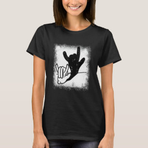 Bunny Rabbit Love You Hand Sign Language Shadow Bl T-Shirt