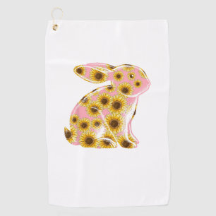 Bunny Rabbit Lover Happy Easter Sunflower Kids Men Golf Towel