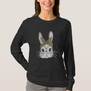 Bunny Rabbit Messy Bun Leopard Easter Outfit Toddl T-Shirt