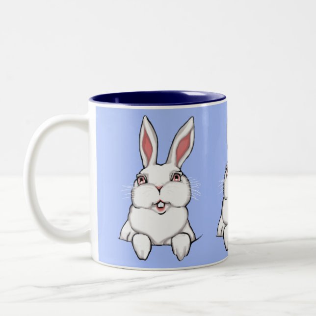 Bunny Rabbit Mug Coffee Cup Blue Bunny Cup (Left)