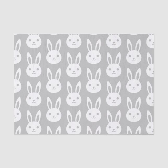 Bunny Rabbit Pattern Grey Tissue Paper (Front)