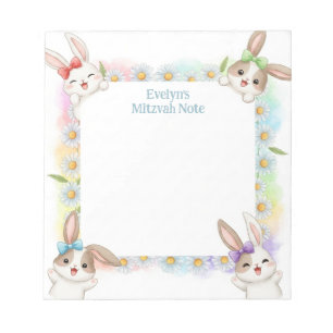 Bunny Rabbit Personalised Mitzvah Notes Notepad
