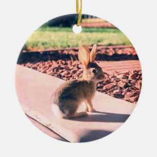 bunny rabbit photo Easter spring Ceramic Tree Decoration