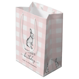 Bunny Rabbit Pink Gingham Favour Bag