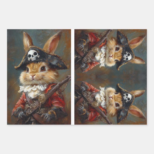 Bunny Rabbit Pirate Decoupage Paper (Front 3)