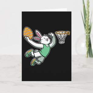 Bunny Rabbit Playing Dunking Sketll Egg Easter Dun Card