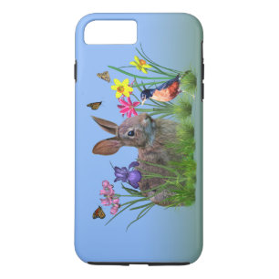 Bunny Rabbit,  Robin, and Flowers, Customisable iPhone 8 Plus/7 Plus Case