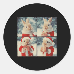 Bunny Rabbit Santa Animal Photography Christmas Ra Classic Round Sticker