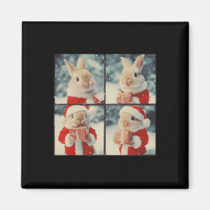 Bunny Rabbit Santa Animal Photography Christmas Ra Magnet