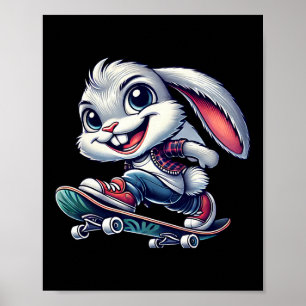 Bunny Rabbit Skateboarding Skater Poster